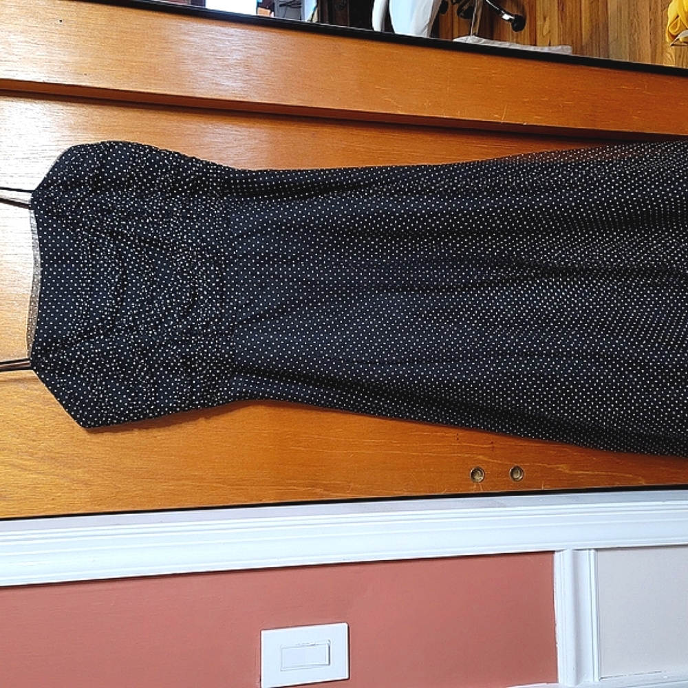 Black Polka Dot Strapless Dress